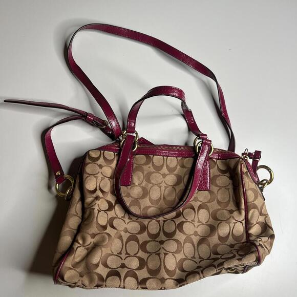Coach F24884 Signature Stripe Python 2-Way Satchel & Matching Wallet Khaki Magen - Picture 15 of 15